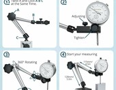 ALLmeter Czujnik zegarowy 0-20 mm ze statywem magnetycznym 80 kg – zdjęcie 4