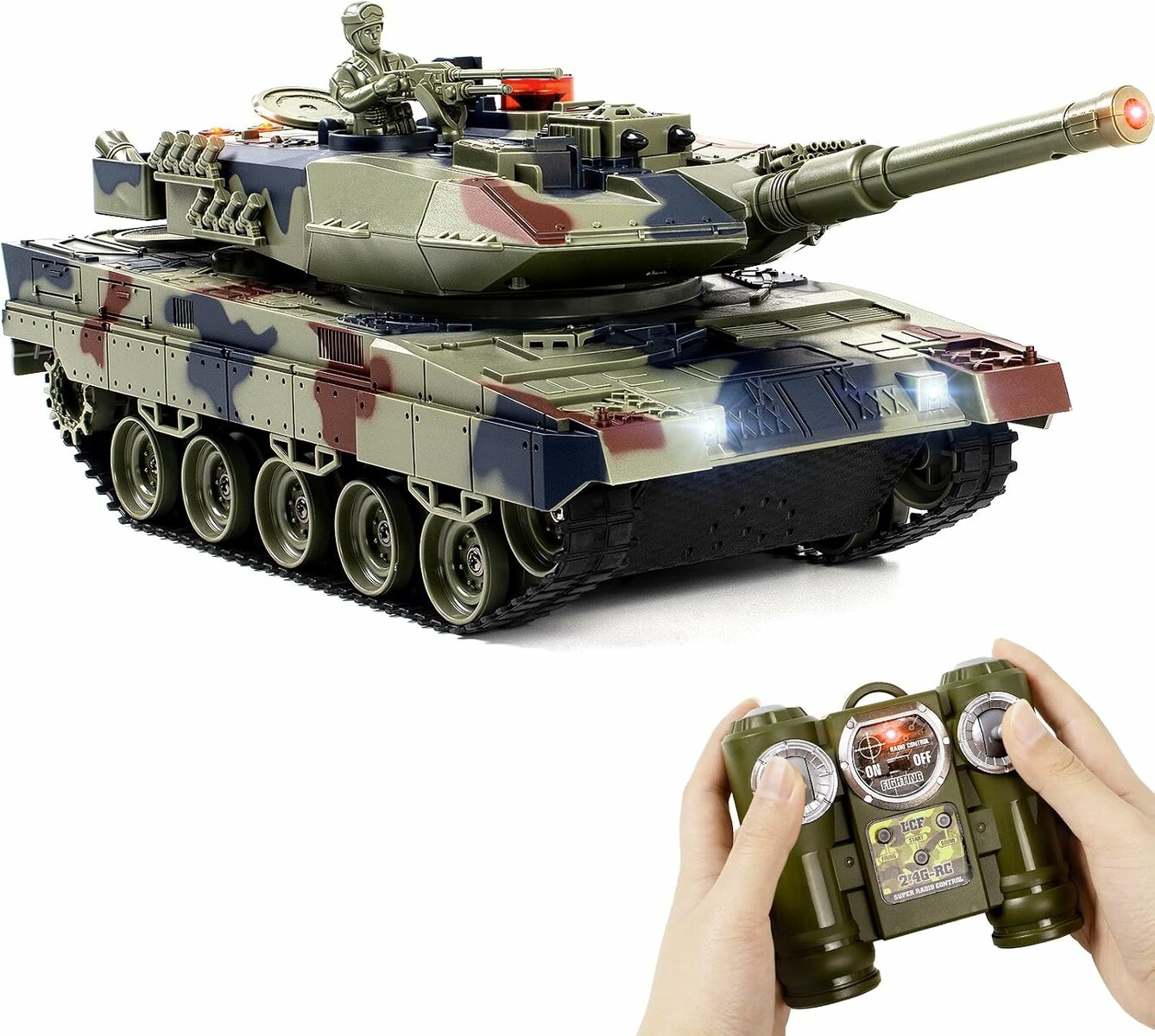 Supdex Czolg RC Leopard II 1/24 - model pojazdu militarnego na pilota, 2,4G