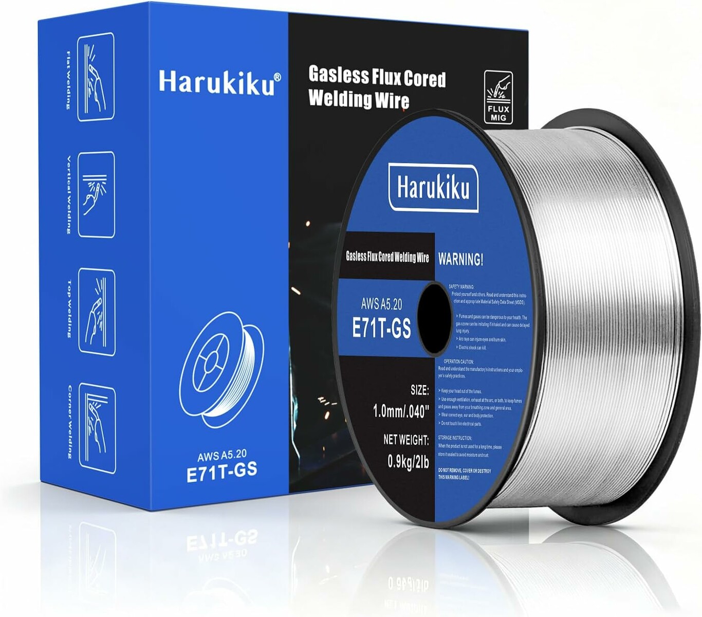 Harukiku Drut spawalniczy rdzeniowy E71T-GS 1,0 mm, bez gazu, 0,9 kg