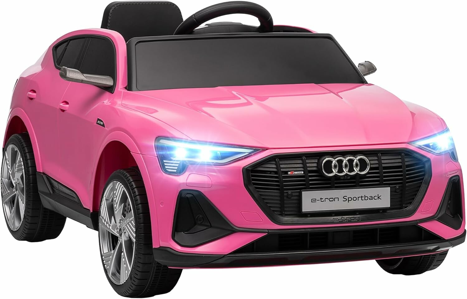 HOMCOM Elektryczny samochod Audi E-tron 12V dla dzieci, pilot 2,4G, rozowy
