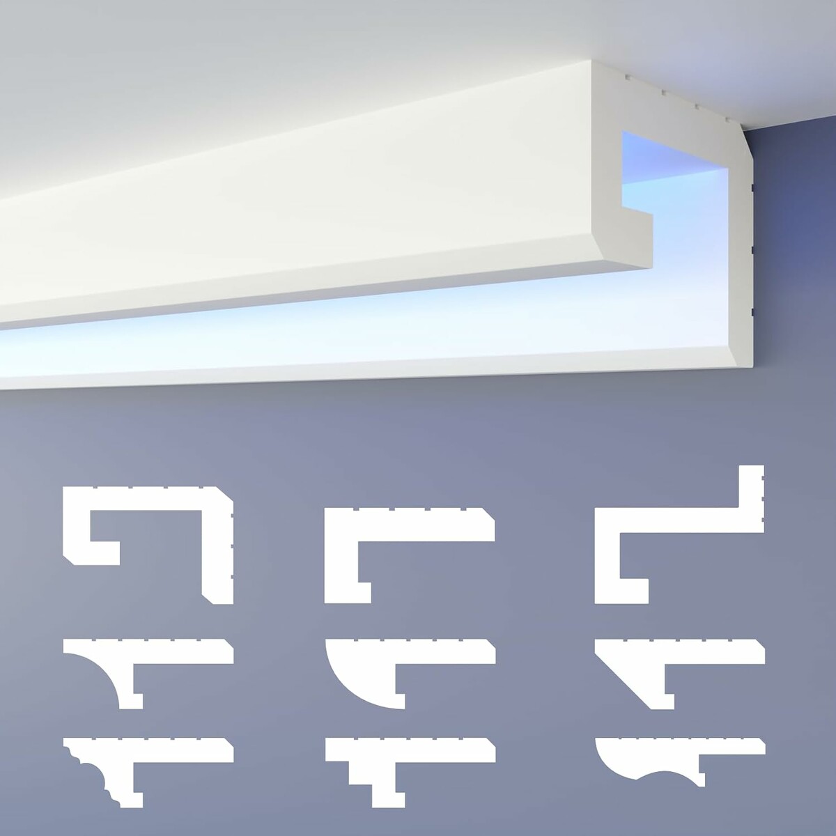 Listwy przysufitowe LED HEXIMO XPS 10,2 m, profil pod oswietlenie posrednie