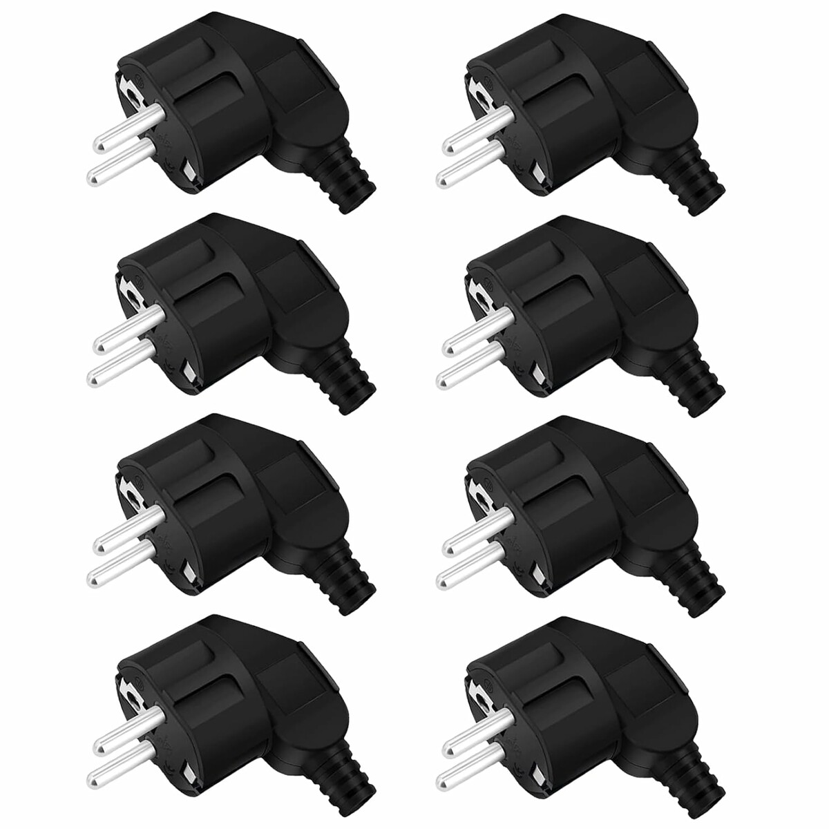 Wtyczki elektryczne Schuko Behogan 250V/16A, katowe, zestaw 8 szt.