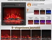 Wklad kominkowy elektryczny COSTWAY 45,7 cm, 750/1500 W, z pilotem, 7 kolorow plomienia – zdjęcie 2