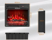 Wklad kominkowy elektryczny COSTWAY 45,7 cm, 750/1500 W, z pilotem, 7 kolorow plomienia – zdjęcie 4