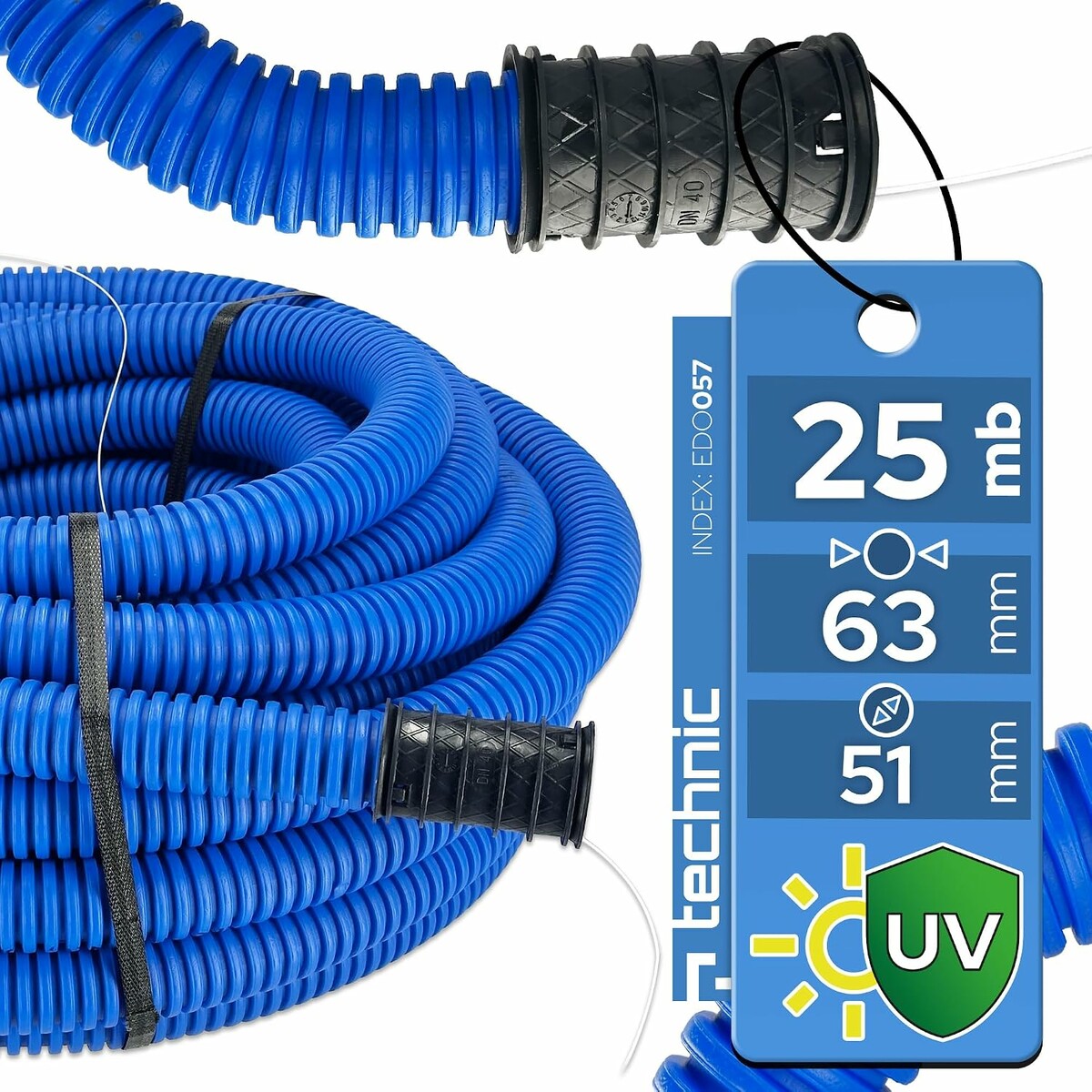Rura karbowana oslonowa AROT fi 63 mm, 25 m - peszel elektryczny dwuwarstwowy EDO