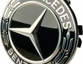 Mercedes-Benz oslona na piaste kola - gwiazda z wiencem laurowym, czarna – zdjęcie 1