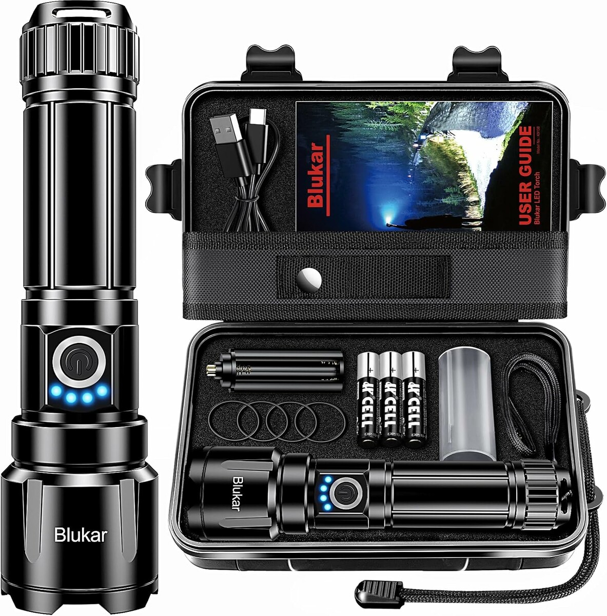 Blukar K9138 - latarka LED akumulatorowa do samochodu, wodoodporna IP67