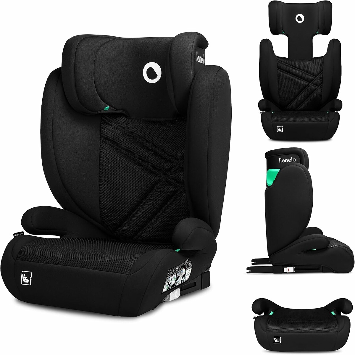 Lionelo Hugo i-Size - fotelik samochodowy 100-150 cm, ISOFIX, Black Carbon