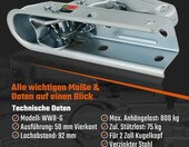 GEARMONSTER WW8-G - kompletny hak holowniczy z kula 50 mm, 800 kg – zdjęcie 3