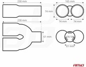 AMiO Końcówka tłumika podwójna chrom 36-54 mm – stal nierdzewna – zdjęcie 5