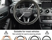 Upgrade4cars Pokrowiec na kierownicę 37-38 cm – ekoskóra, biało-czarny – zdjęcie 3