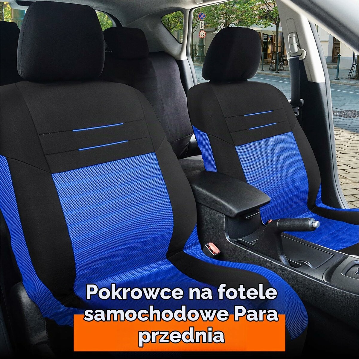 Upgrade4cars Pokrowce na przednie fotele 4 szt. – niebiesko-czarne, uniwersalne