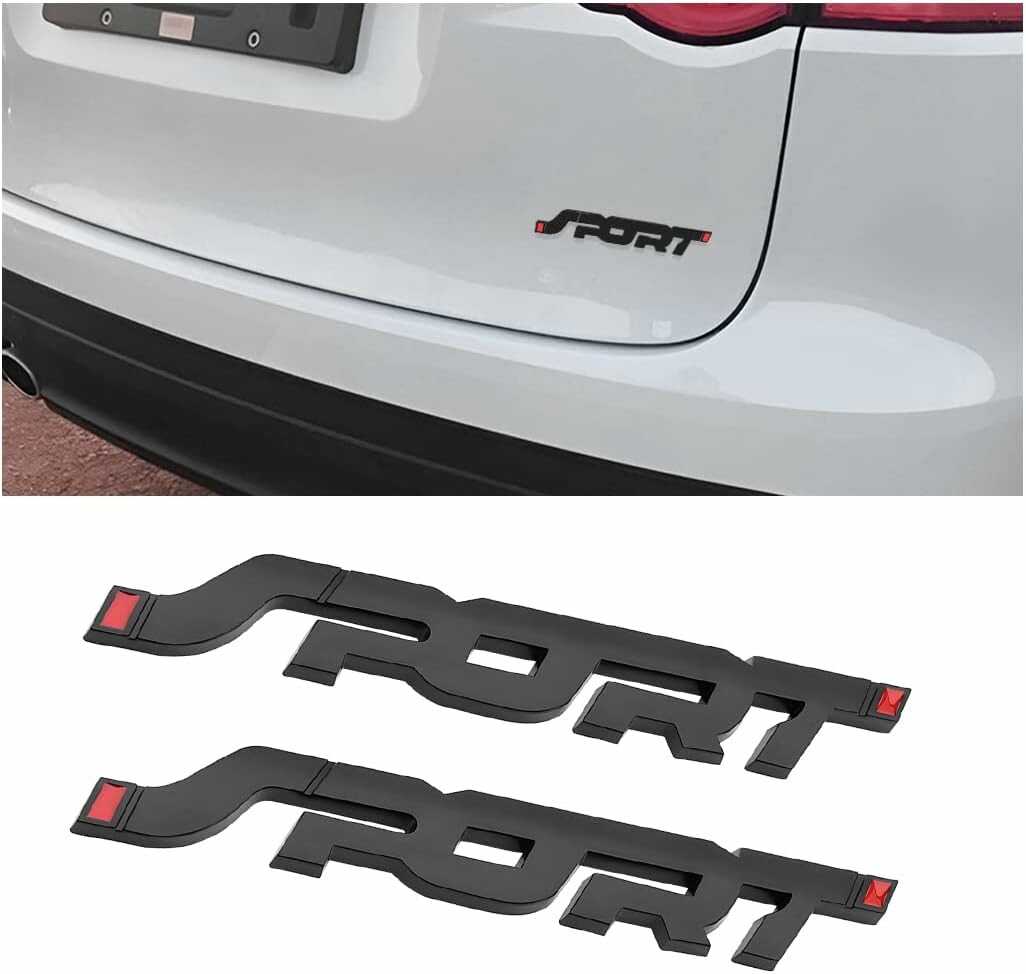 Zipelo Metalowe emblematy sportowe 3D 2 szt. – naklejki na błotnik i bagażnik, czarne