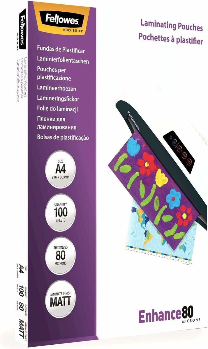 Folia do laminowania Fellowes A4 80 mic, 100 sztuk, przezroczysta