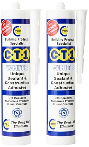 CT1 uszczelniacz silikonowy budowlany 2x290 ml, biały, klej i silikon 2w1