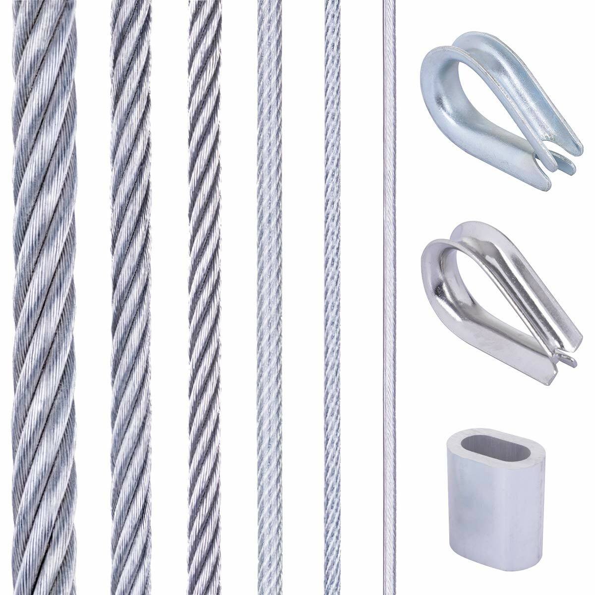 Seilwerk STANKE lina stalowa ocynkowana w PVC 6 mm, 50 m, z tulejami i kauszami