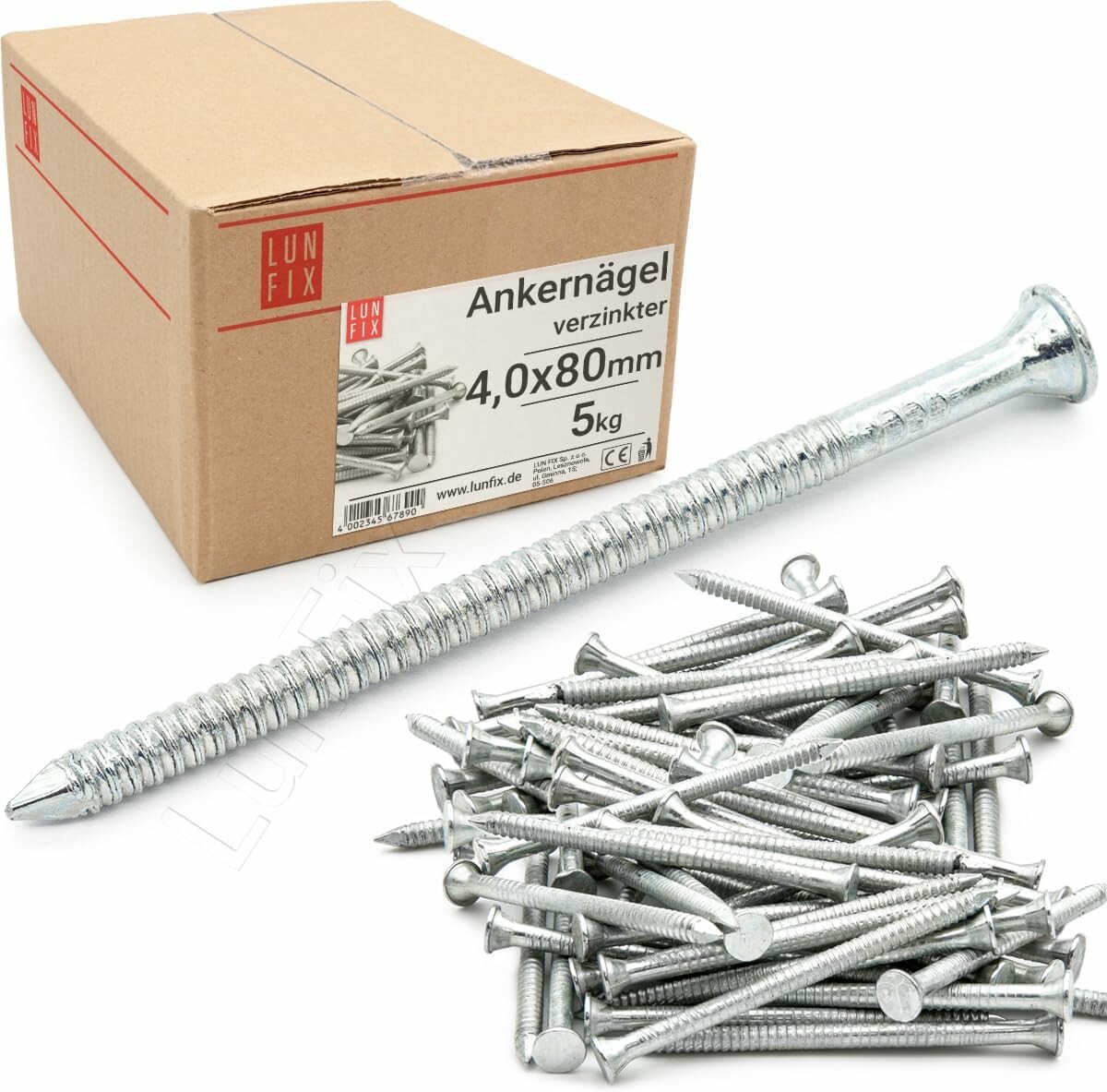 Lun Fix gwoździe kotwiące 4,0x80 mm, 5 kg, ok. 600 szt.