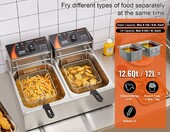 VEVOR Frytownica gastronomiczna elektryczna 24 l, 2 zbiorniki, stal nierdzewna – zdjęcie 2