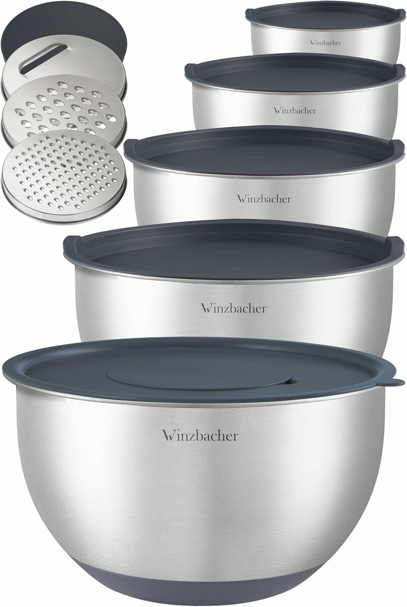 Winzbacher KS-0029 - zestaw 5 misek gastronomicznych ze stali nierdzewnej z pokrywkami