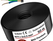MAS Premium NYY-J 3x2,5 mm2 50m - kabel ziemny linia kablowa do ukladania w ziemi – zdjęcie 1