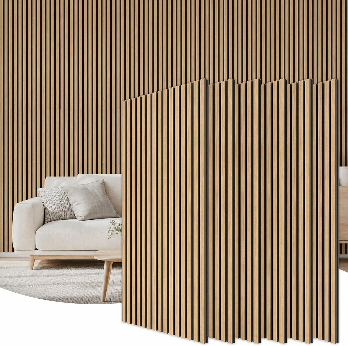 Panele ścienne dekoracyjno-akustyczne TONOR z drewna, zestaw 6 szt. 120x60 cm