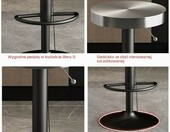 Hoker barowy obrotowy GTHTUHFD ze stali nierdzewnej, regulowana wysokość, czarno-złoty – zdjęcie 3