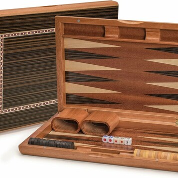 Tryktrak (backgammon) drewniany z intarsją 33 cm - Yellow Mountain Imports