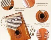 Kalimba 17 klawiszy laqula – mahoniowy instrument palcowy z etui – zdjęcie 2