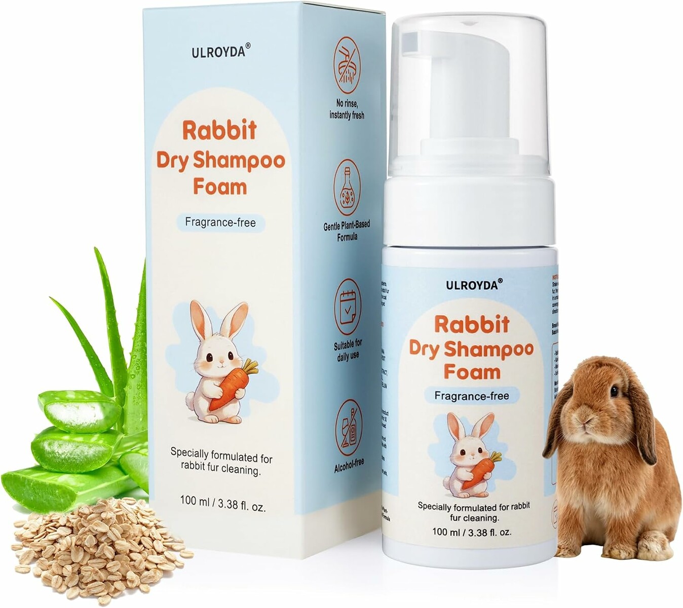 Suchy szampon dla małych zwierząt 100 ml – aloes i owies, bez wody