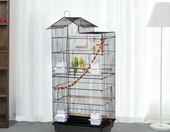 Yaheetech klatka metalowa dla papug i nimf 46x35,5x99 cm, czarna – zdjęcie 2