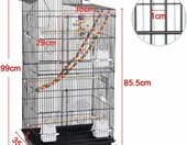 Yaheetech klatka metalowa dla papug i nimf 46x35,5x99 cm, czarna – zdjęcie 4