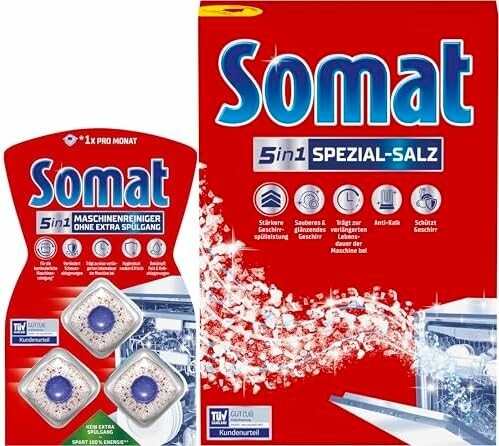 Somat Zestaw do zmywarki 5w1 – sól 1,2 kg + 3 tabletki czyszczące
