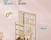 SONGMICS Stojak ekspozytor na biżuterię, złoty, metal i aksamit – zdjęcie 2