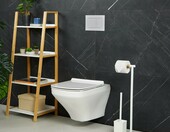Relaxdays Zestaw WC szczotka toaletowa i uchwyt na papier, biały – zdjęcie 3