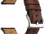 Fullmosa Skórzany pasek do zegarka 22 mm, ciemnobrązowy, zapięcie ze stali – zdjęcie 1