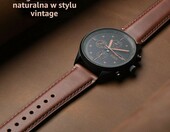 Fullmosa Skórzany pasek do zegarka 22 mm, ciemnobrązowy, zapięcie ze stali – zdjęcie 3