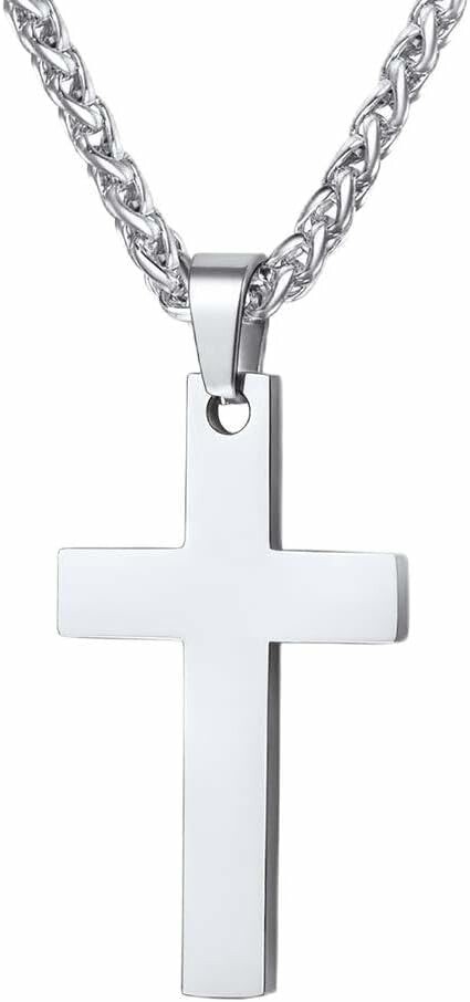 Wisiorek męski PROSTEEL w kształcie krzyża, stal nierdzewna 316L, srebrny