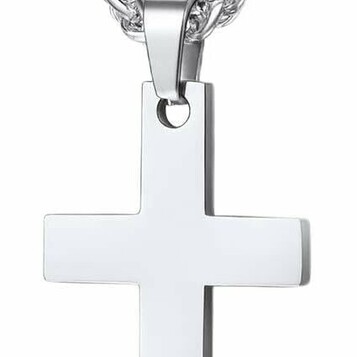 Wisiorek męski PROSTEEL w kształcie krzyża, stal nierdzewna 316L, srebrny
