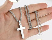 Wisiorek męski PROSTEEL w kształcie krzyża, stal nierdzewna 316L, srebrny – zdjęcie 4