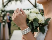 Bransoletka ślubna EVER FAITH z perłą i kryształem, kremowa – zdjęcie 3