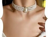 Naszyjnik ślubny Octwine wielowarstwowy, perły i kryształ, choker – zdjęcie 1