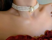 Naszyjnik ślubny Octwine wielowarstwowy, perły i kryształ, choker – zdjęcie 4