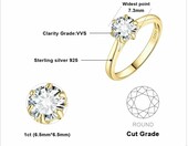 Pierścionek zaręczynowy JewelryPalace, srebro 925, cyrkonia 1 karat – zdjęcie 2