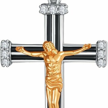Naszyjnik z krzyżykiem praymos, srebro 925, krucyfiks z cyrkonią