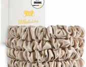 Gumki do włosów HAARallerliebst, jedwabne Scrunchie, zestaw 4 szt., beżowe – zdjęcie 1