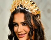Diadem ślubny Zoestar, złota tiara typu wieniec grecki – zdjęcie 3