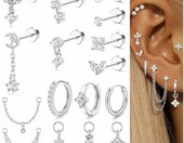 Piercing biżuteria MILACOLATO, kolczyki Helix ze stali chirurgicznej, srebrne – zdjęcie 1
