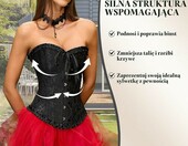 SZIVYSHI Gorset damski overbust ze stelażem - czarny, M – zdjęcie 4