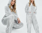 CityComfort Onesie kombinezon damski polarowy - szary, XL – zdjęcie 4