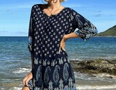 Zeagoo Tunika plażowa damska boho - granatowa, XL – zdjęcie 2